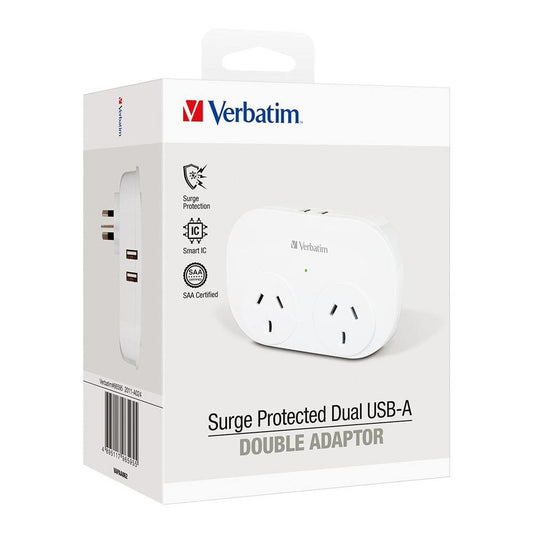Verbatim Dual USB Surge Protected with Double Adaptor