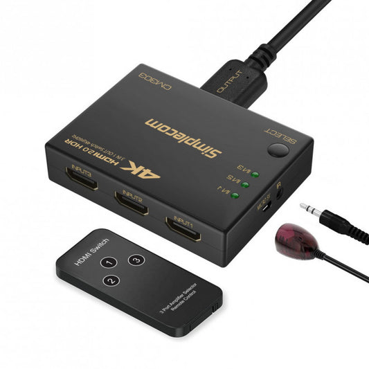 Simplecom CM303 Ultra HD 3 Way HDMI Switch 3 IN 1 OUT Splitter 4K@60Hz-0