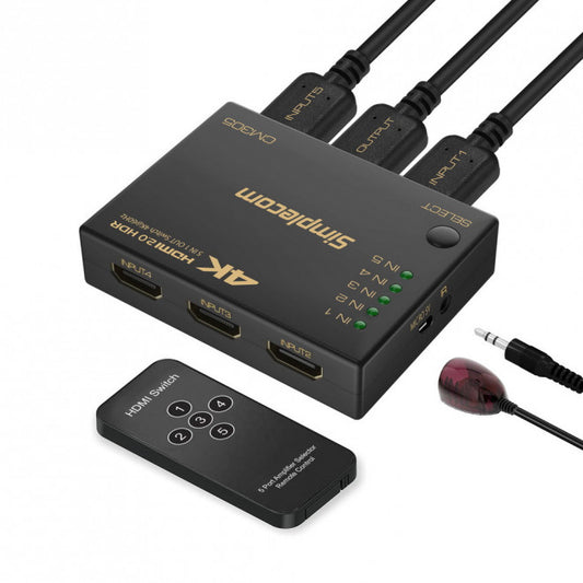 Simplecom CM305 Ultra HD 5 Way HDMI Switch 5 IN 1 OUT Splitter 4K@60Hz-0