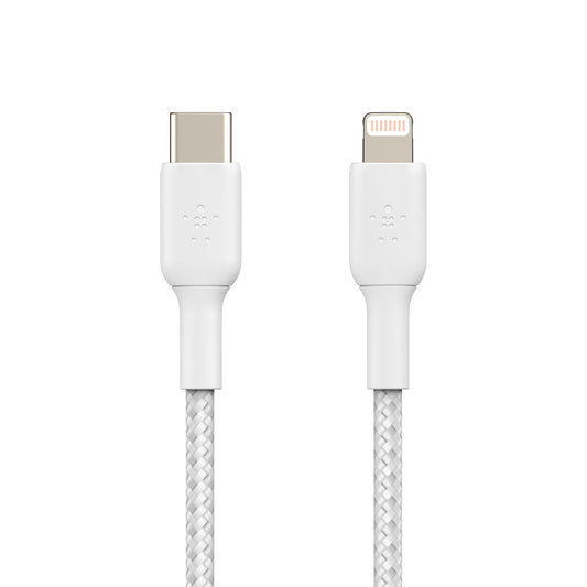 Belkin BOOSTCHARGE USB-C to Lightning Braided Cable - For Apple devices - White-0