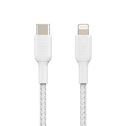Belkin BOOSTCHARGE USB-C to Lightning Braided Cable - For Apple devices - White-0
