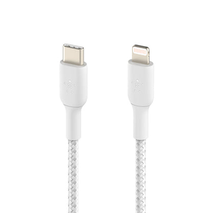 Belkin BOOSTCHARGE USB-C to Lightning Braided Cable - For Apple devices - White-1