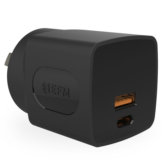 EFM 30W Dual Port Wall Charger - With Power Delivery and PPS Technologies - Black-0