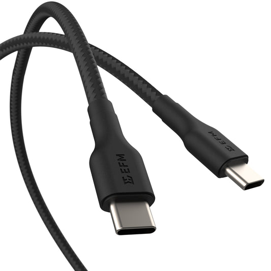 EFM USB-C to USB-C Braided Power and Data 2M Cable - Tested to withstand 20000+ bends - Black-0