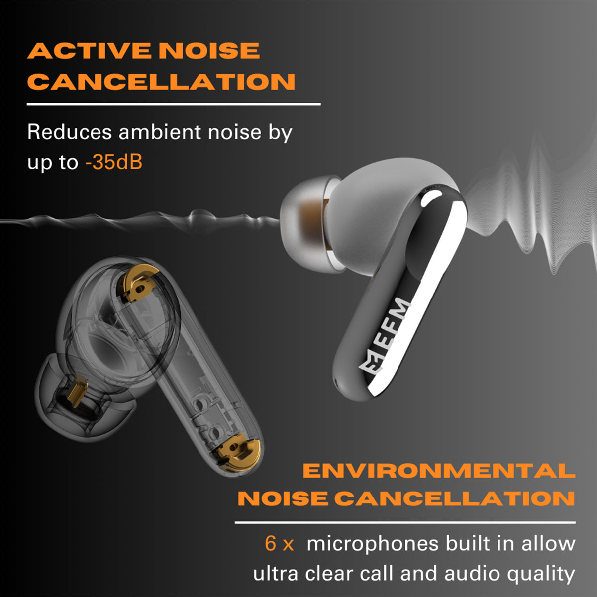 EFM Chicago TWS Earbuds - With Advanced Active Noise Cancelling - Black-3