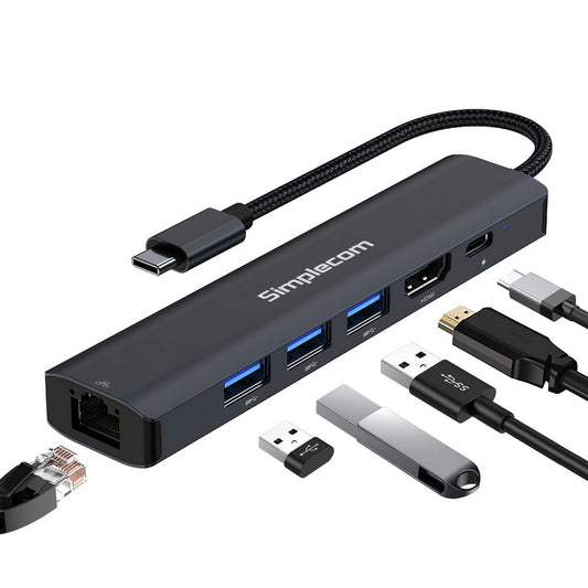 Simplecom CHN560 USB-C SuperSpeed 6-in-1 Multiport Adapter Docking Station-0