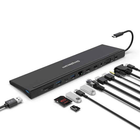 Simplecom CHN622 USB-C 12-in-1 Multiport Docking Station Laptop Stand Dual HDMI + VGA Triple Display Gigabit LAN-0