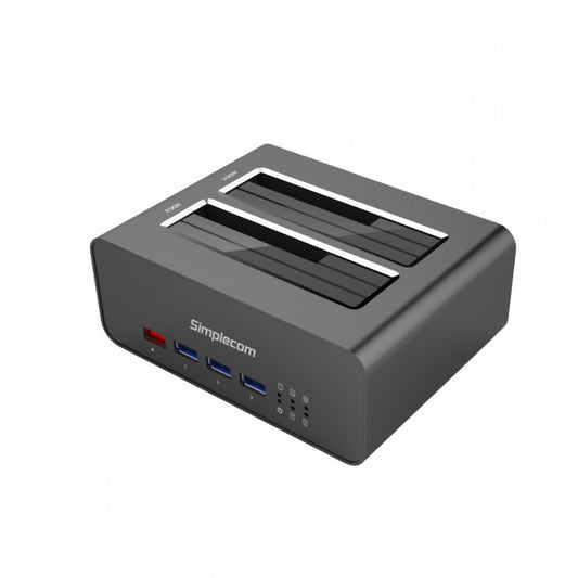 Simplecom SD352 USB 3.0 to Dual SATA Aluminium Docking Station with 3-Port Hub and 1 Port 2.1A USB Charger-0