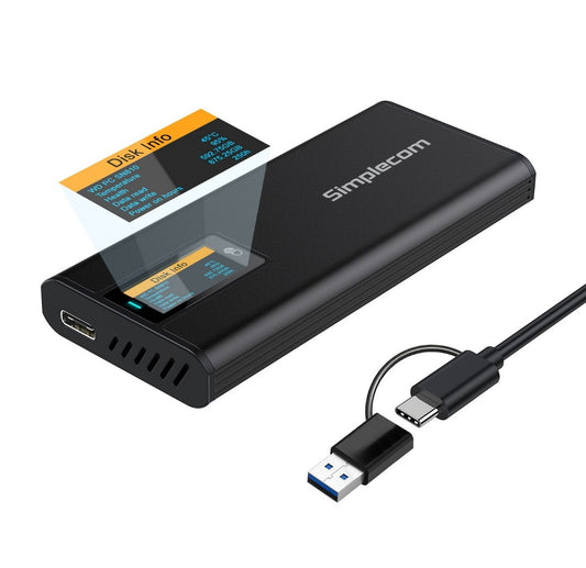 Simplecom SE530 NVMe / SATA M.2 SSD to USB-C Enclosure with SMART LED Screen USB 3.2 Gen 2 10Gbps-0