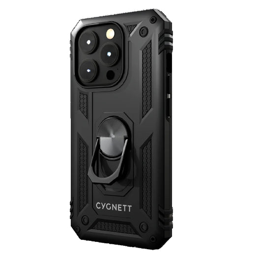 Cygnett Apple iPhone 15 Pro (6.1') Rugged Case - Black (CY4634CPSPC), Integrated kickstand, Secure and magnetic disk mount, 6ft drop protection-0