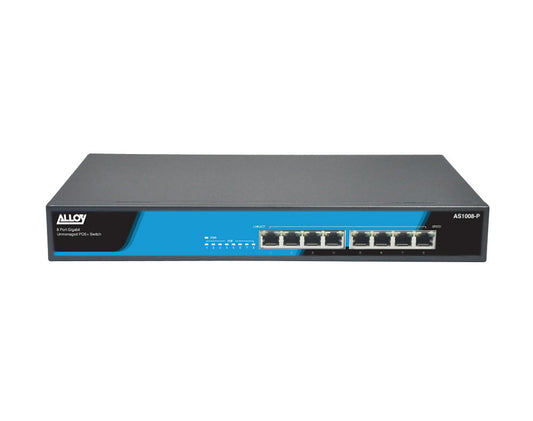 Alloy AS1008-P  8 Port Unmanaged Gigabit 802.3at PoE Switch, 150 Watts-0