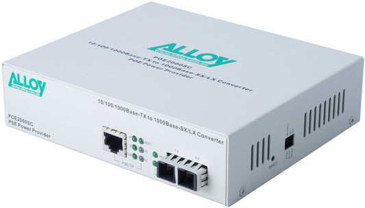 Alloy POE3000LC 10/100/1000Base-T PoE+ RJ-45 to 1000Base-SX Multimode (LC) Converter. Wavelength: 850nm. Max. range 550m-0