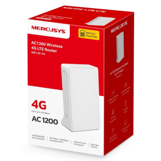 Mercusys MB130-4G AC1200 Wireless Dual Band 4G LTE Router, up to 150 Mbps, Dual Band 1200 Mbps WiFi-0