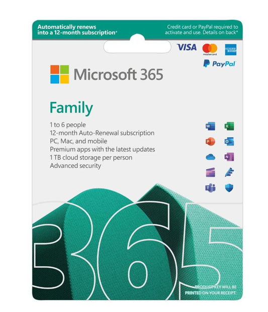 Microsoft 365 Family 2023 English APAC 1 Year Subscription Medialess for PC & Mac. NEW-0