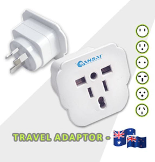 Sansai Travel Adaptor for 240V equipment from Britain, USA, Europe, Japan, China, HongKong, Singapore, Korea & Italy, to use in Australia.-0