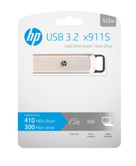 (LS) HP HPFD911S-512 - USB 3.2 Type A - 410MB/s (read), 300MB/s (write) (LS>HPFD911S-256)-0
