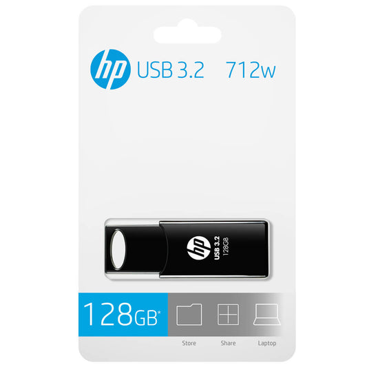 (LS) HP 712W 128GB USB3.2  70MB/s Flash Drive Memory Stick Slide 0°C to 60°C  4.5~5.5 VDC Push-Pull Design External Storage for Windows 10 11 Mac-0