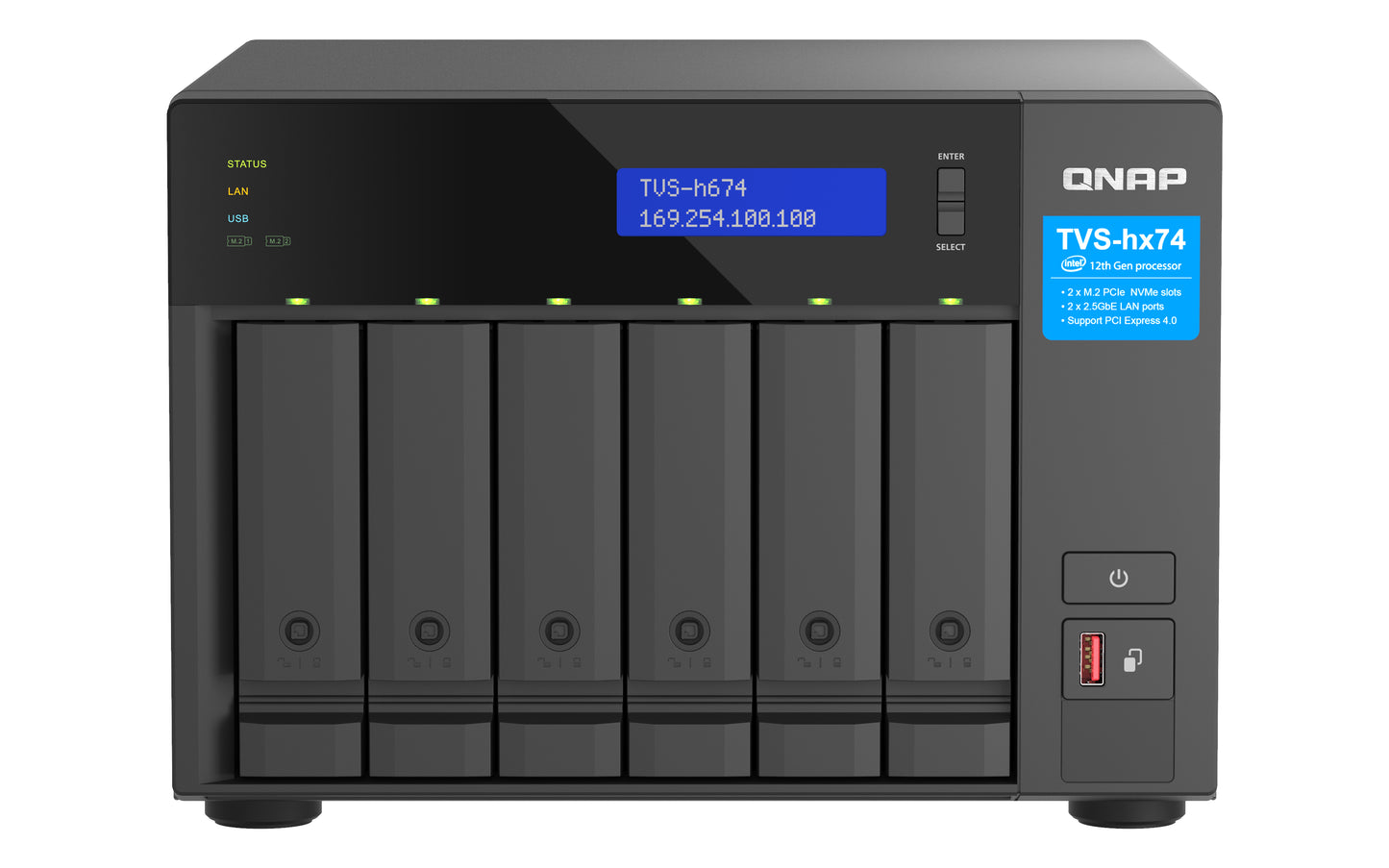 QNAP TVS-H674 NAS Tower Ethernet LAN Black i5-12400-0