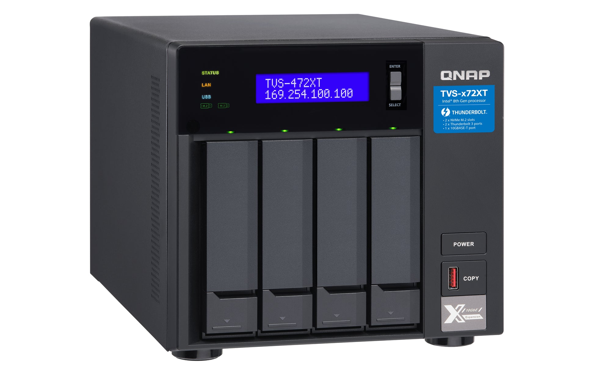 QNAP TVS-472XT NAS Tower Ethernet LAN Black-6