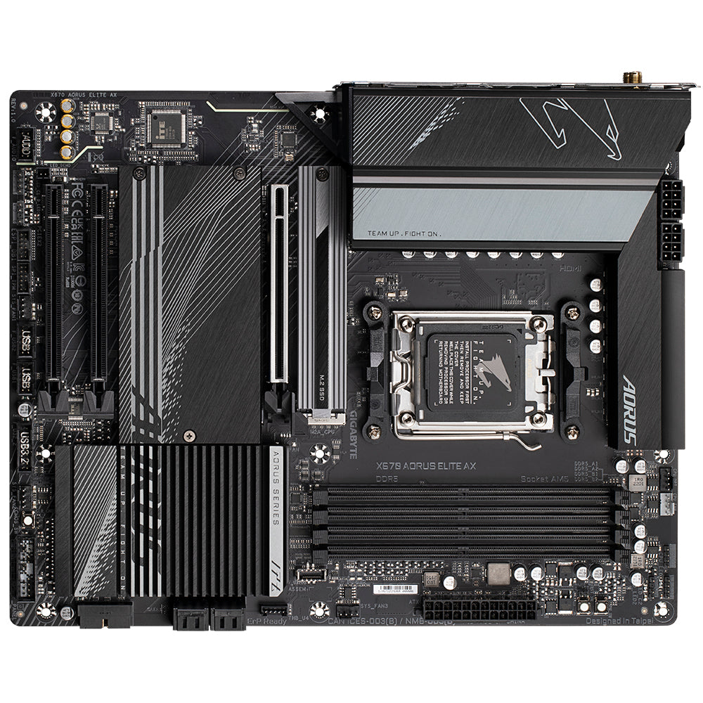 Gigabyte X670 AORUS ELITE AX Motherboard - Supports AMD Ryzen 8000 Series AM5 CPUs, 16*+2+2 Phases Digital VRM, up to 8000MHz DDR5 (OC), 1xPCIe 5.0 + 4xPCIe 4.0 M.2, Wi-Fi 6E, 2.5GbE LAN, USB 3.2 Gen2-4