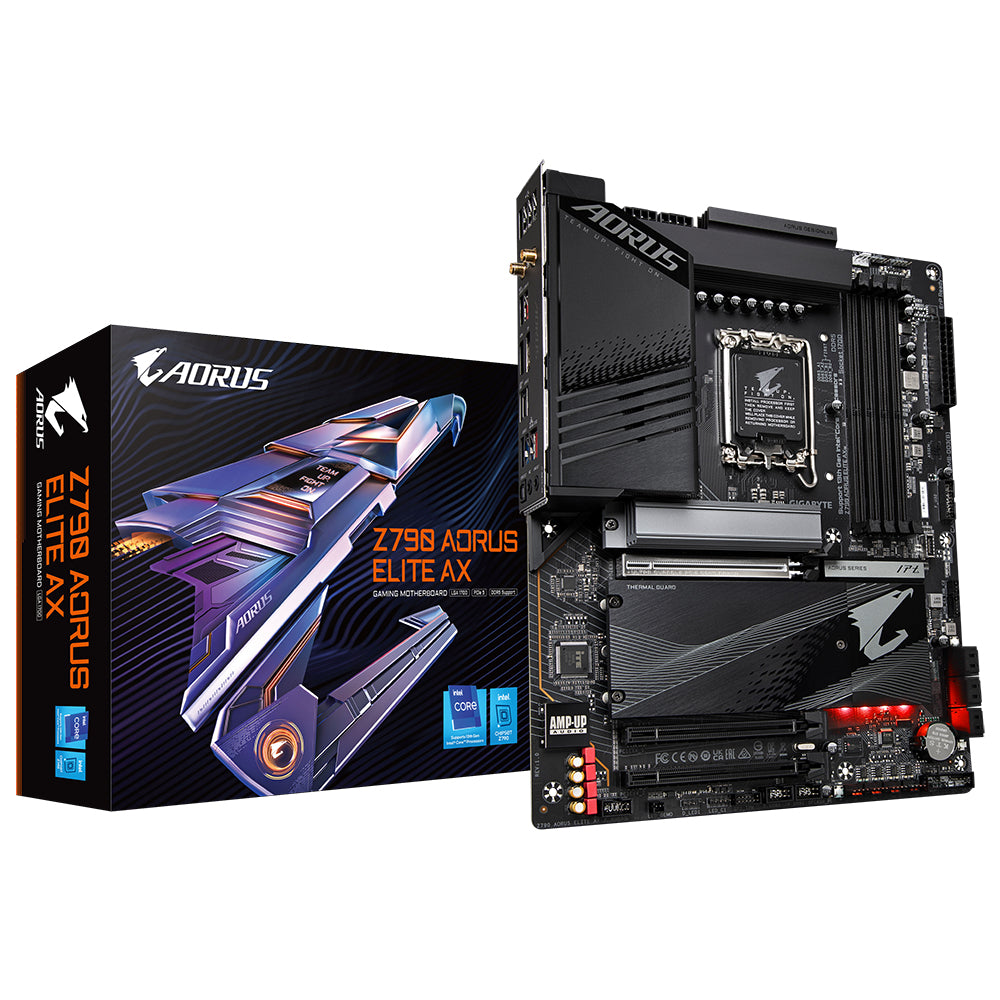 Gigabyte Z790 AORUS ELITE AX Motherboard - Supports Intel Core 14th CPUs, 16*+2+１ Phases Digital VRM, up to 7600MHz DDR5 (OC), 4xPCIe 4.0 M.2, Wi-Fi 6E, 2.5GbE LAN, USB 3.2 Gen 2x2-0