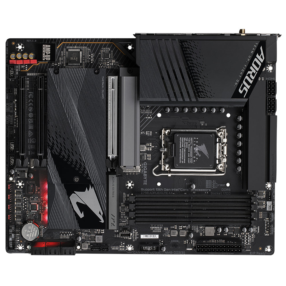 Gigabyte Z790 AORUS ELITE AX Motherboard - Supports Intel Core 14th CPUs, 16*+2+１ Phases Digital VRM, up to 7600MHz DDR5 (OC), 4xPCIe 4.0 M.2, Wi-Fi 6E, 2.5GbE LAN, USB 3.2 Gen 2x2-4