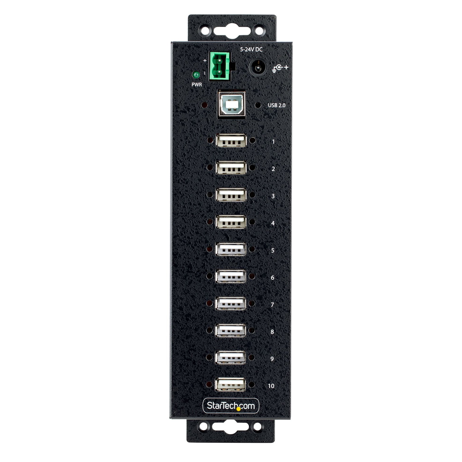 StarTech.com 10-Port Industrial USB 2.0 Hub, Rugged USB Hub w/ESD Level 4 Protection, DIN/Wall/Desk-Mountable USB-A HUB, USB Port Expander w/Lockable Ports, Multiport USB Hub-3