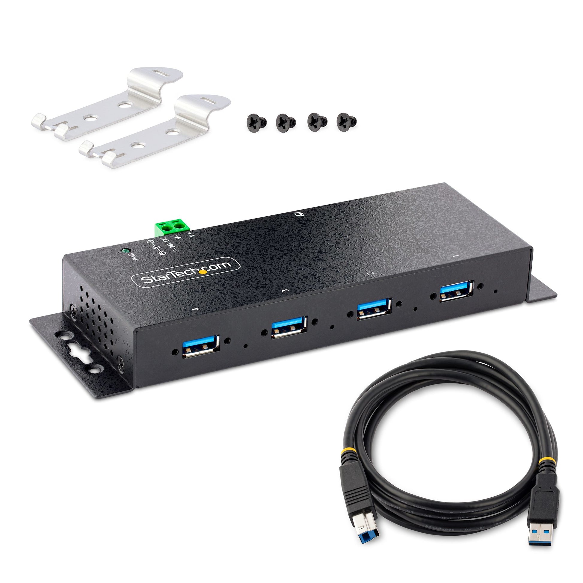 StarTech.com 4-Port Industrial USB 3.0 5Gbps Hub - Rugged USB Hub w/ ESD and Surge Protection - DIN/Wall/Desk Mountable USB-A Hub - USB Expander w/Locking Ports, Heavy Duty-7
