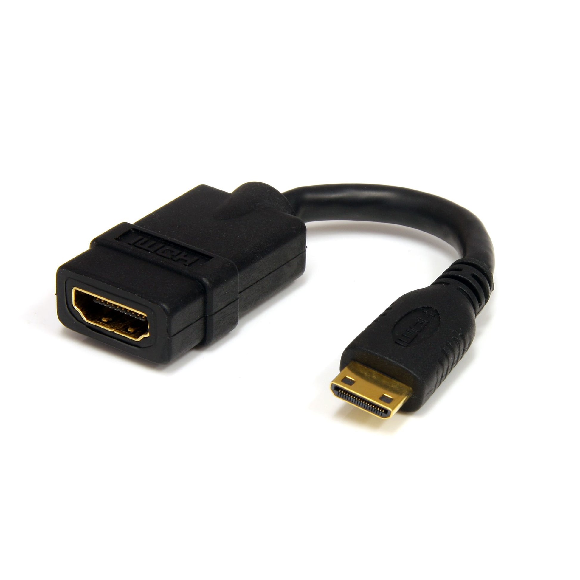 StarTech.com 5in Mini HDMI to HDMI Adapter - 4K High Speed HDMI Adapter - 4K 30Hz Ultra HD High Speed HDMI Adapter - HDMI 1.4 - Gold Plated Connectors - UHD Mini HDMI Adapter 4K - Black-0