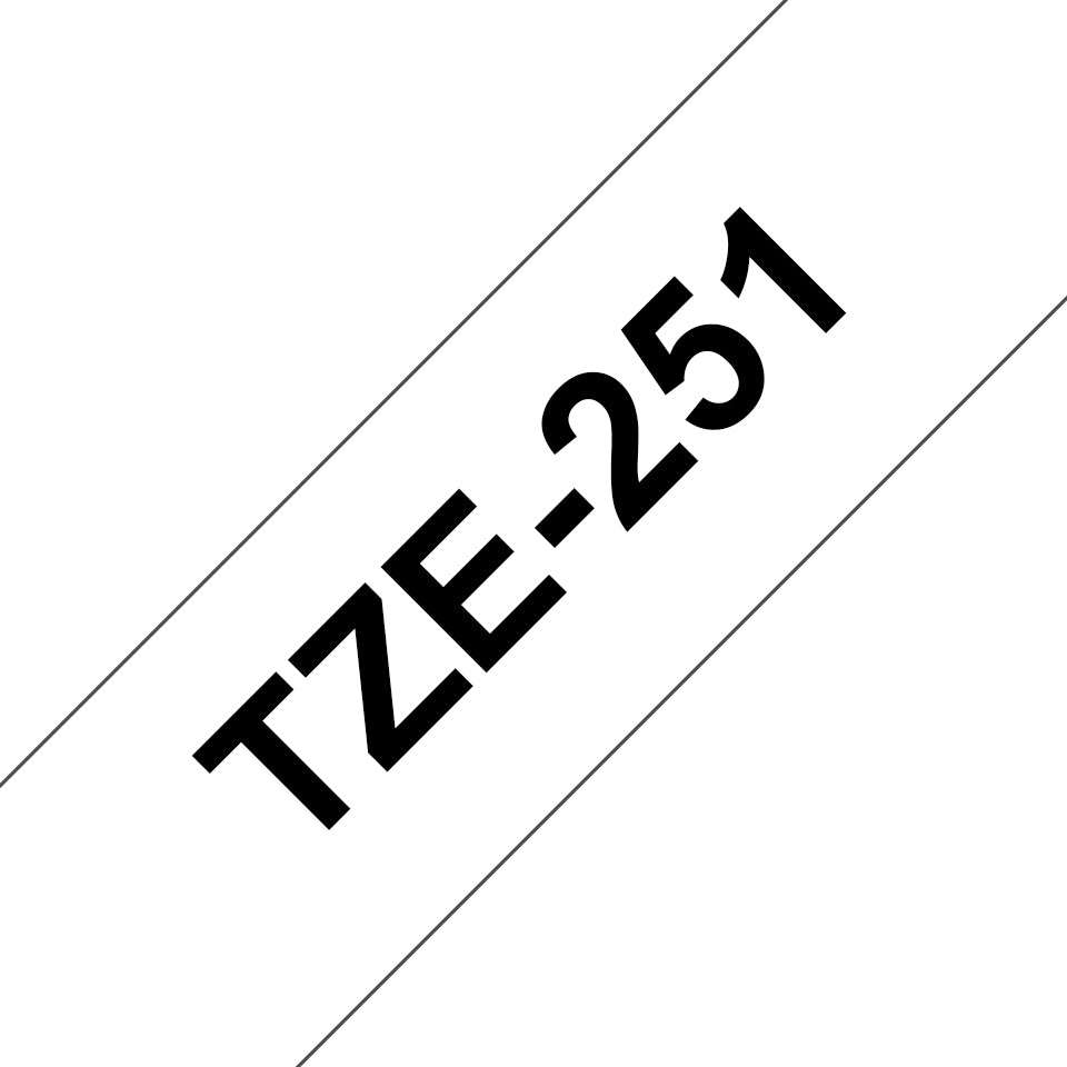 Brother TZE-251 label-making tape Black on white-0