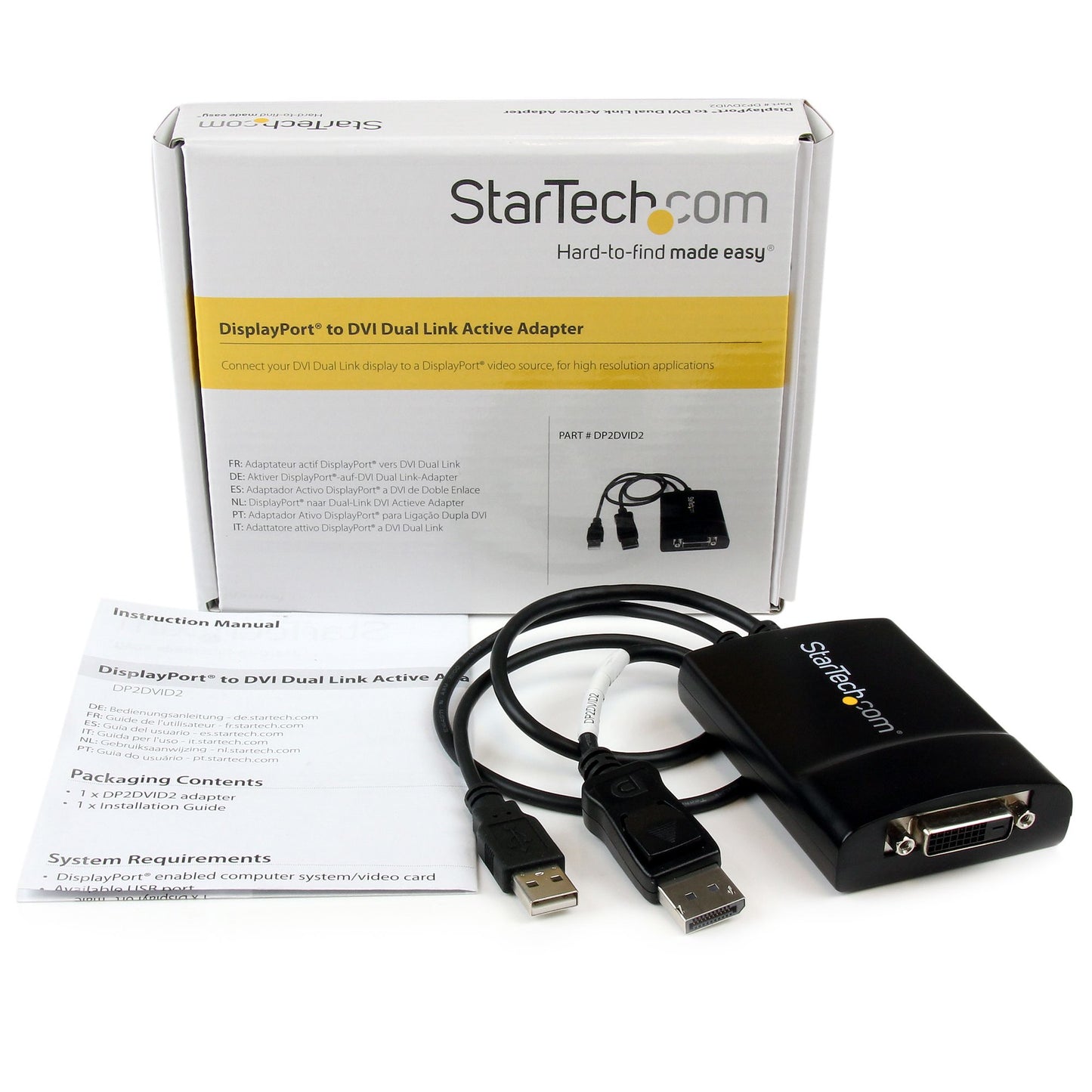 StarTech.com DisplayPort to DVI Dual Link Active Adapter - DisplayPort to DVI-D Adapter Video Converter 2560x1600 60Hz - DP 1.2 to DVI Monitor - USB Powered - Latching DP Connector-4