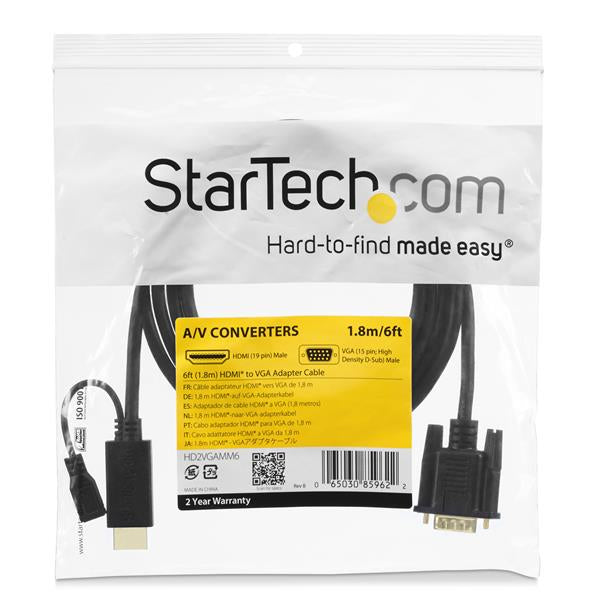 StarTech.com 6 ft HDMI to VGA Active Converter Cable - HDMI to VGA Adapter - 1920x1200 or 1080p-4