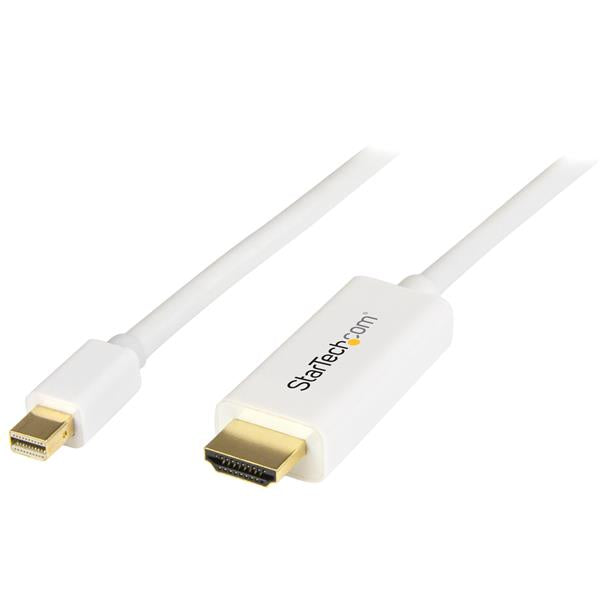 StarTech.com 6ft (2m) Mini DisplayPort to HDMI Cable - 4K 30Hz Video - mDP to HDMI Adapter Cable - Mini DP or Thunderbolt 1/2 Mac/PC to HDMI Monitor - mDP to HDMI Converter Cord - White-0