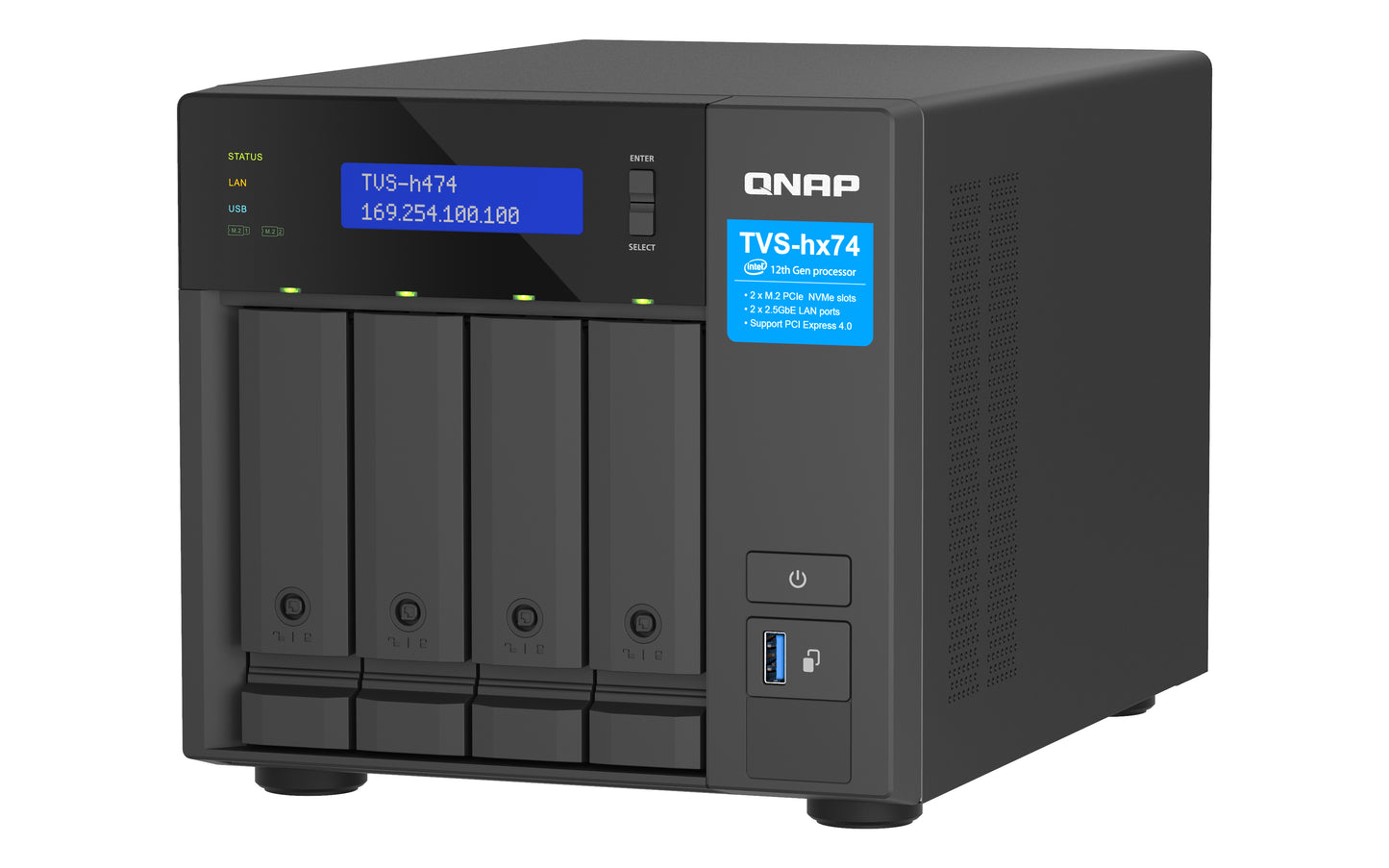 QNAP TVS-H474 NAS Tower Ethernet LAN Black G7400-4