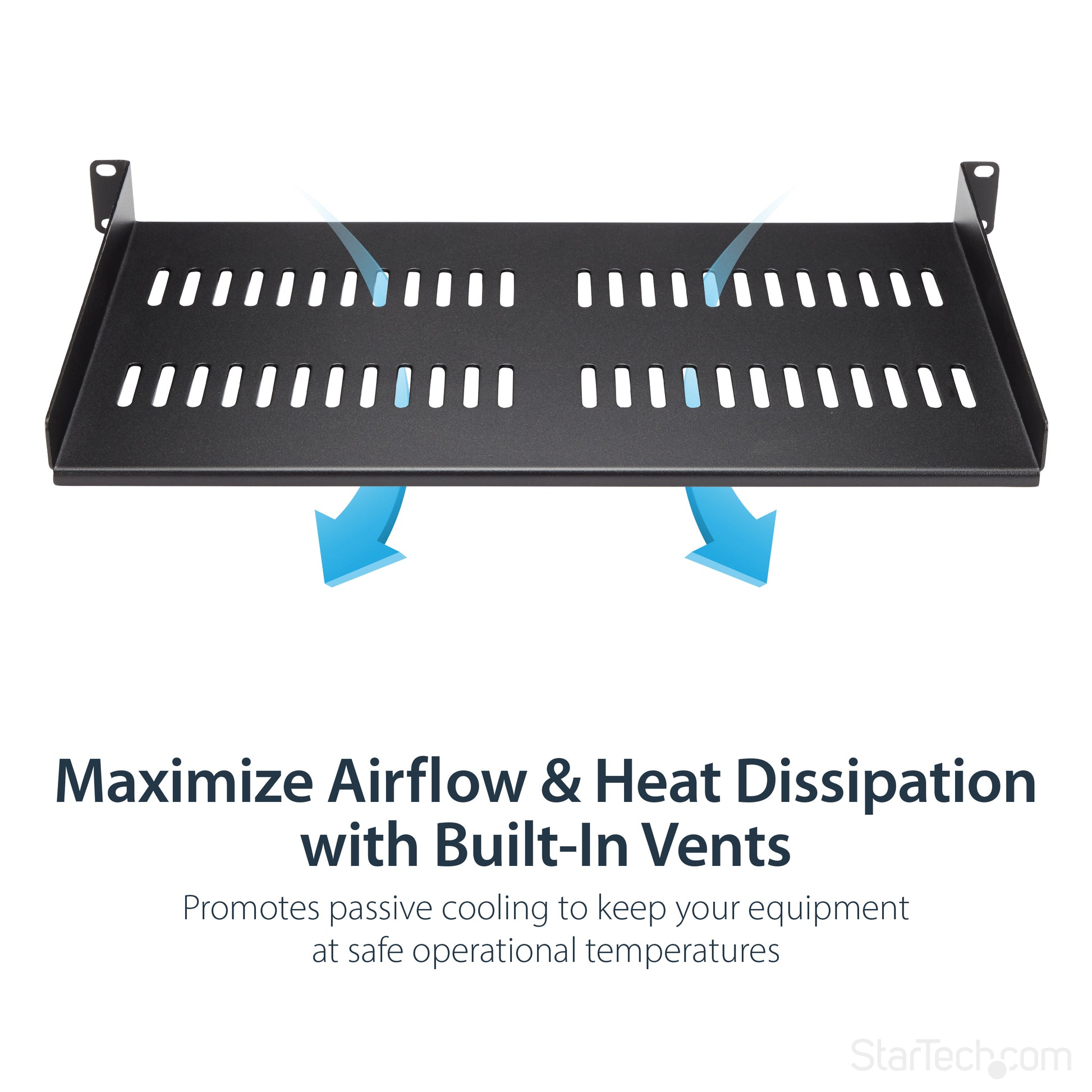 StarTech.com 1U Server Rack Shelf - Universal Vented Rack Mount Cantilever Tray for 19" Network Equipment Rack & Cabinet - Heavy Duty Steel – Weight Capacity 50lb/23kg - 10" Deep Shelf, Black-6