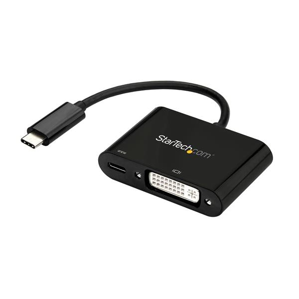 StarTech.com USB C to DVI Adapter with Power Delivery - 1080p USB Type-C to DVI-D Single Link Video Display Converter w/ Charging - 60W PD Pass-Through - Thunderbolt 3 Compatible - Black-0