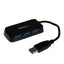 StarTech.com Portable 4 Port SuperSpeed Mini USB 3.0 Hub - Black~Portable 4 Port SuperSpeed Mini USB 3.0 Hub - 5Gbps - Black-0