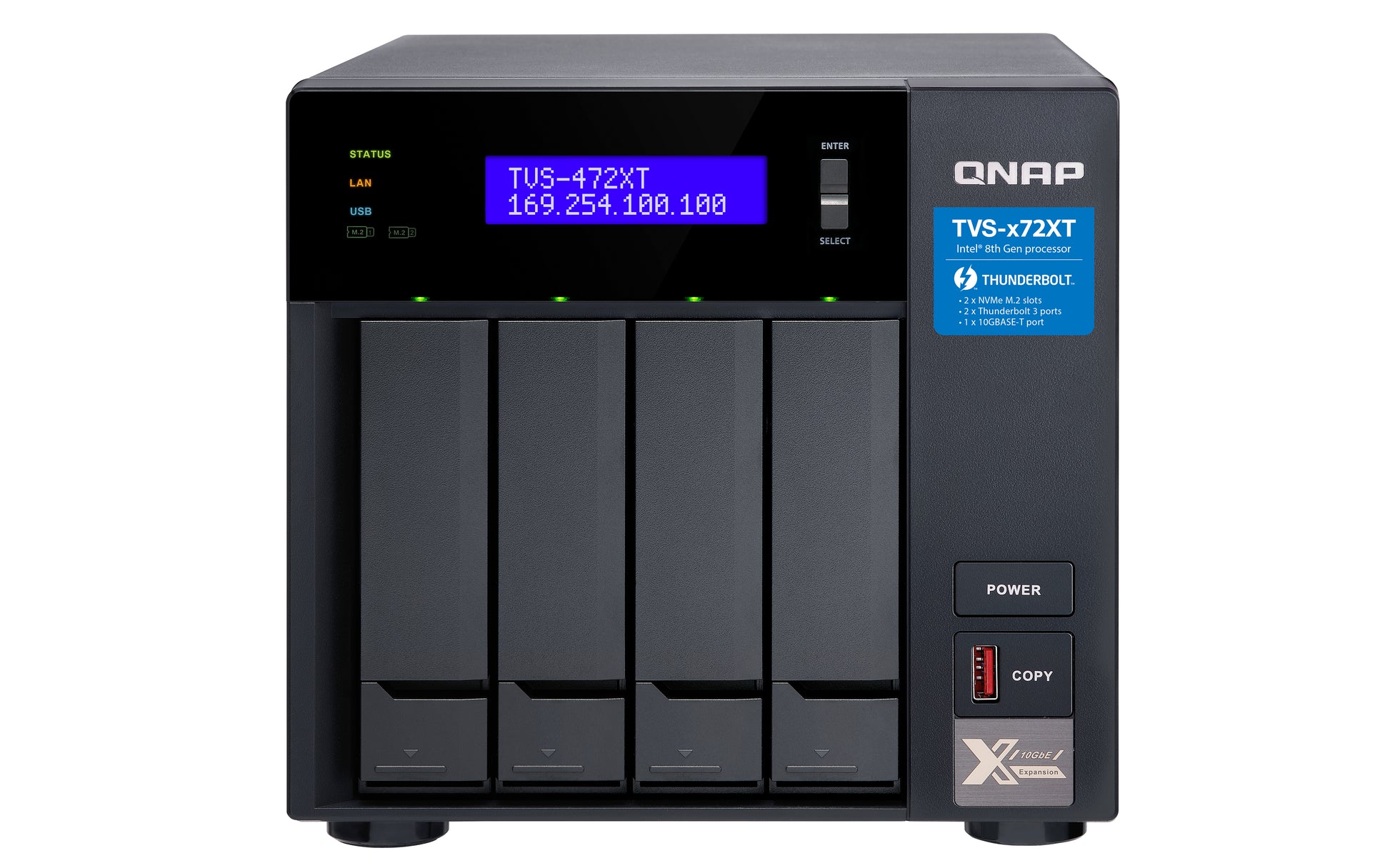 QNAP TVS-472XT NAS Tower Ethernet LAN Black-0