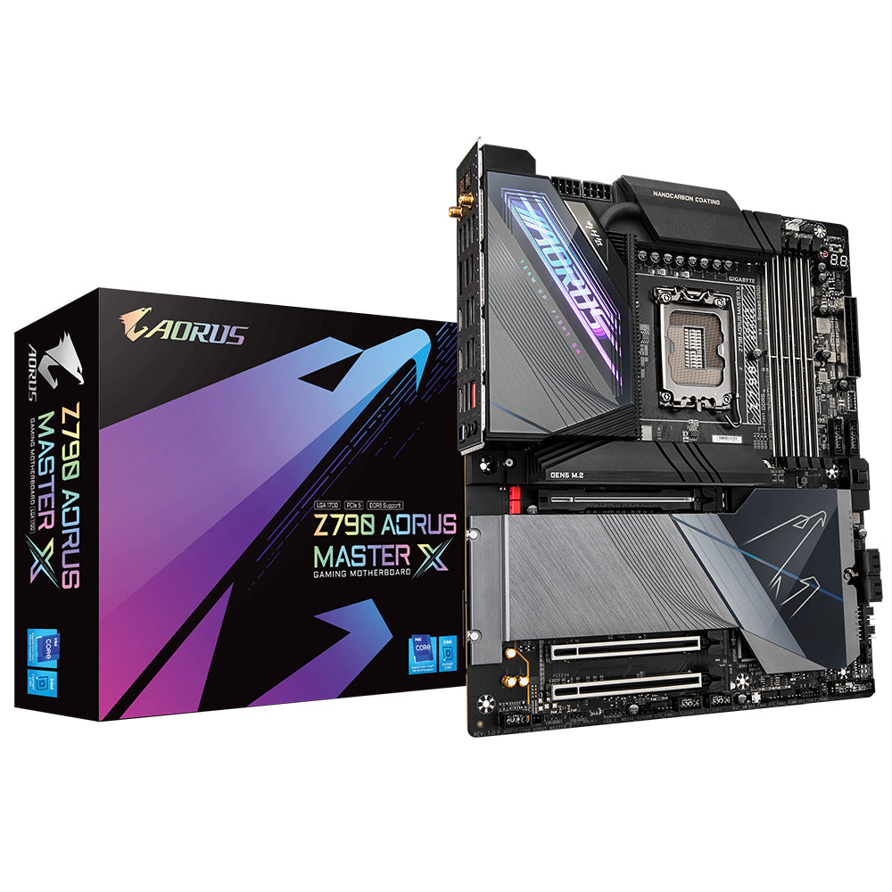 Gigabyte Z790 AORUS MASTER X Motherboard- Supports Intel 13th Gen CPUs, 20+1+2 phases VRM, up to 8266MHz DDR5 (OC), 1x PCIe 5.0 + 4x PCIe 4.0 M2, 10GbE LAN, Wi-Fi 7, USB 3.2 Gen 2x2-0