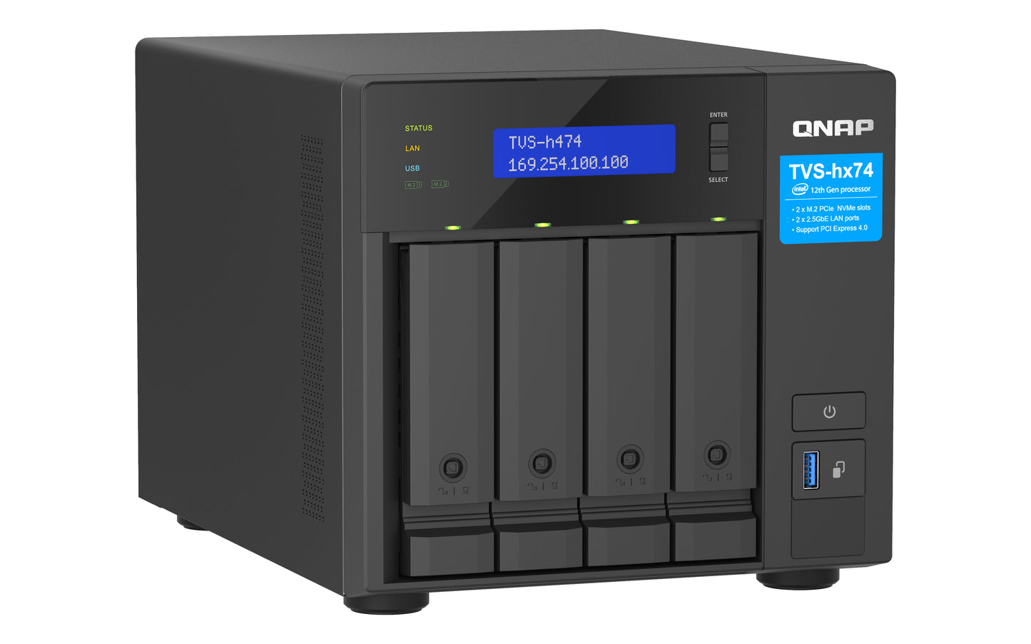 QNAP TVS-H474 NAS Tower Ethernet LAN Black G7400-2