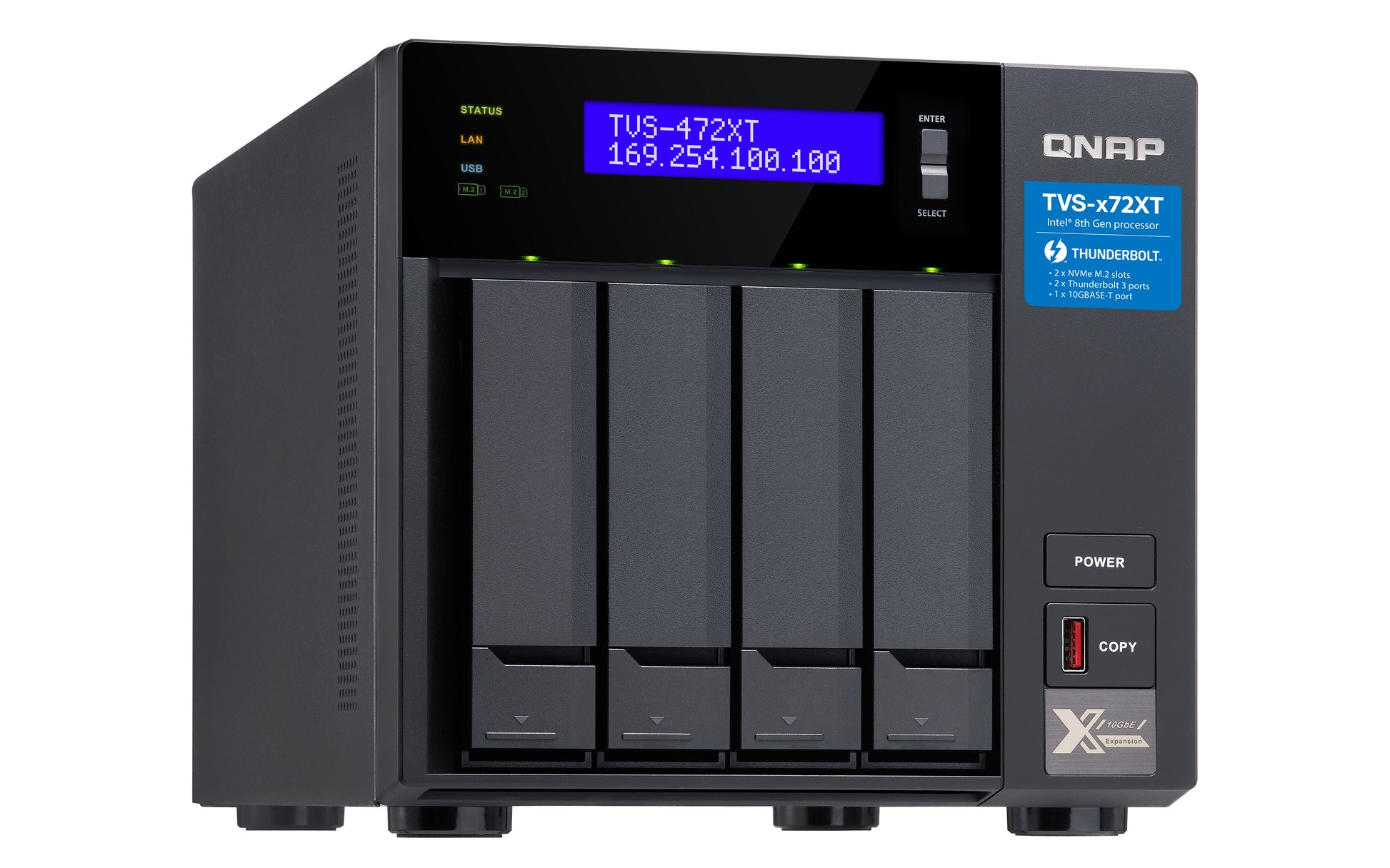 QNAP TVS-472XT NAS Tower Ethernet LAN Black-2