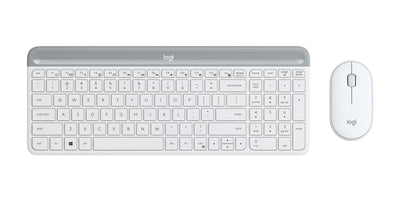 Logitech MK470 Slim keyboard Mouse included Office RF Wireless Silver, White-0