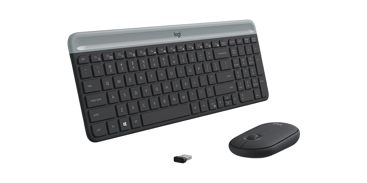 Logitech MK470 Slim keyboard Mouse included Office RF Wireless Graphite, Silver-3