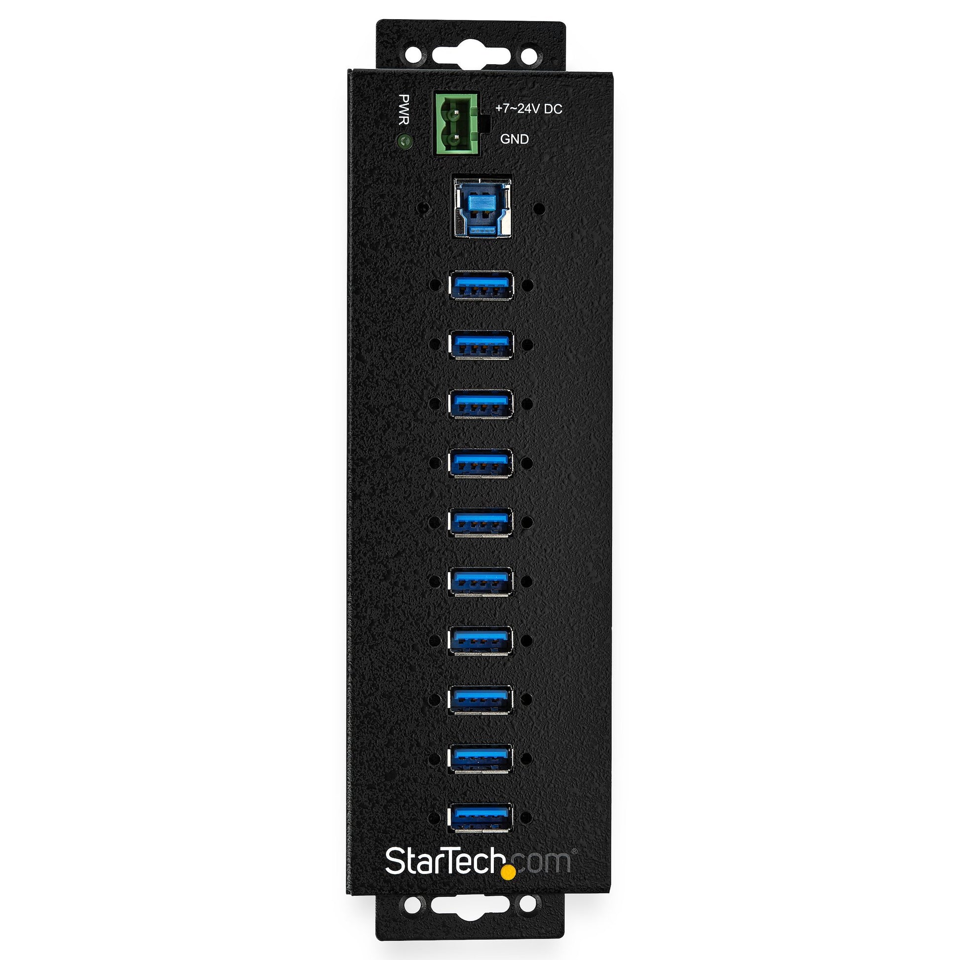 StarTech.com 10-Port USB 3.0 Hub with Power Adapter - Metal Industrial USB-A Hub with ESD & 350W Surge Protection - Din/Wall/Desk Mountable - High Speed USB 3.2 Gen 1 (5Gbps) Hub-2