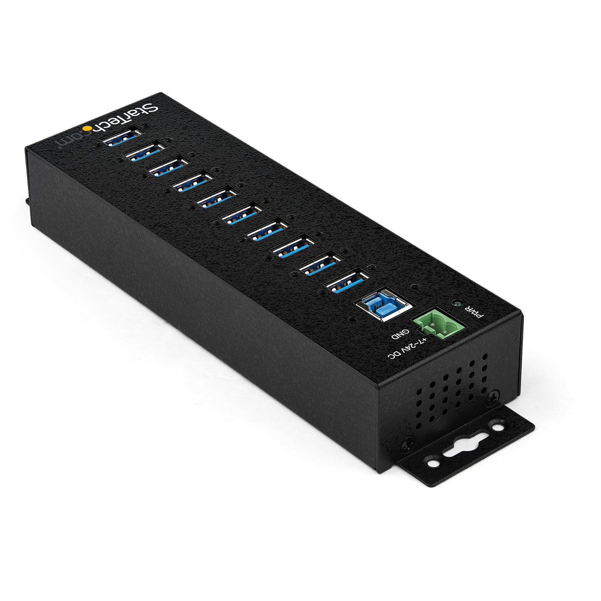 StarTech.com 10-Port USB 3.0 Hub with Power Adapter - Metal Industrial USB-A Hub with ESD & 350W Surge Protection - Din/Wall/Desk Mountable - High Speed USB 3.2 Gen 1 (5Gbps) Hub-1