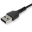 StarTech.com 2m USB A to USB C Charging Cable - Durable Fast Charge & Sync USB 2.0 to USB Type C Data Cord - Rugged TPE Jacket Aramid Fiber M/M 3A Black - Samsung S10, iPad Pro, Pixel-2