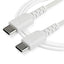 StarTech.com 1m USB C Charging Cable - Durable Fast Charge & Sync USB 2.0 Type C to USB C Laptop Charger Cord - TPE Jacket Aramid Fiber M/M 60W White - Samsung S10 S20 iPad Pro MS Surface-2
