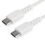 StarTech.com 1m USB C Charging Cable - Durable Fast Charge & Sync USB 2.0 Type C to USB C Laptop Charger Cord - TPE Jacket Aramid Fiber M/M 60W White - Samsung S10 S20 iPad Pro MS Surface-0