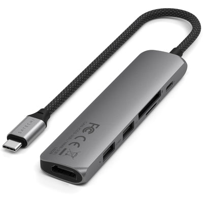 Satechi 6-in-1 USB-C Slim Multiport Adapter 4K (Space Grey)-1