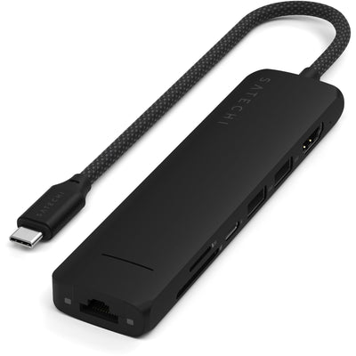 Satechi 7-in-1 USB-C Slim Multiport Adapter 4K (Black)-0